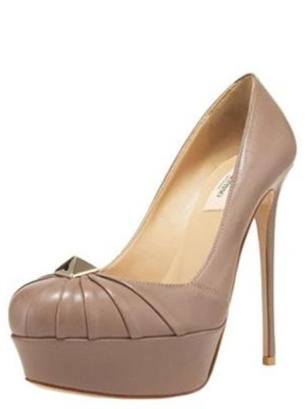 Valentino Rockstud Pleated Leather Studded Platform Pumps Heels Shoes